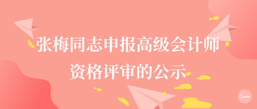 张梅同志申报高级会计师资格评审的公示