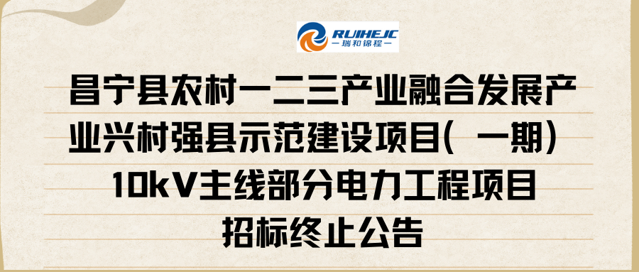 昌宁县农村一二三产业融合发展产业兴村强县示范建设项目（一期）10kV主线部分电力工程项目招标终止公告